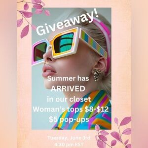 Join us on Tuesday 4:30 pm EST for $8 - $12 items.  Also $5 pop-ups